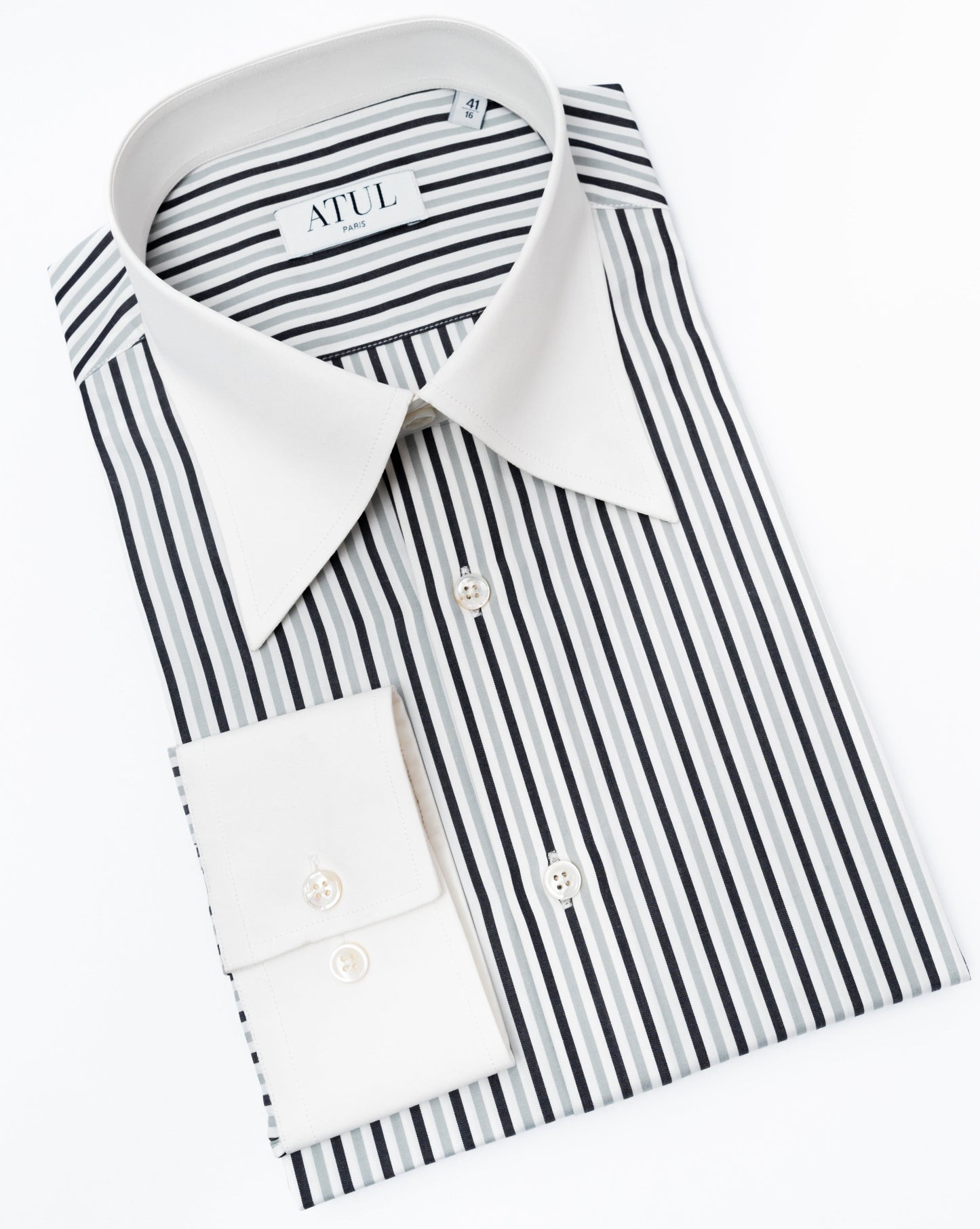 LA CHEMISE DU BANQUIER - RAYURES NOIRES ET GRISE