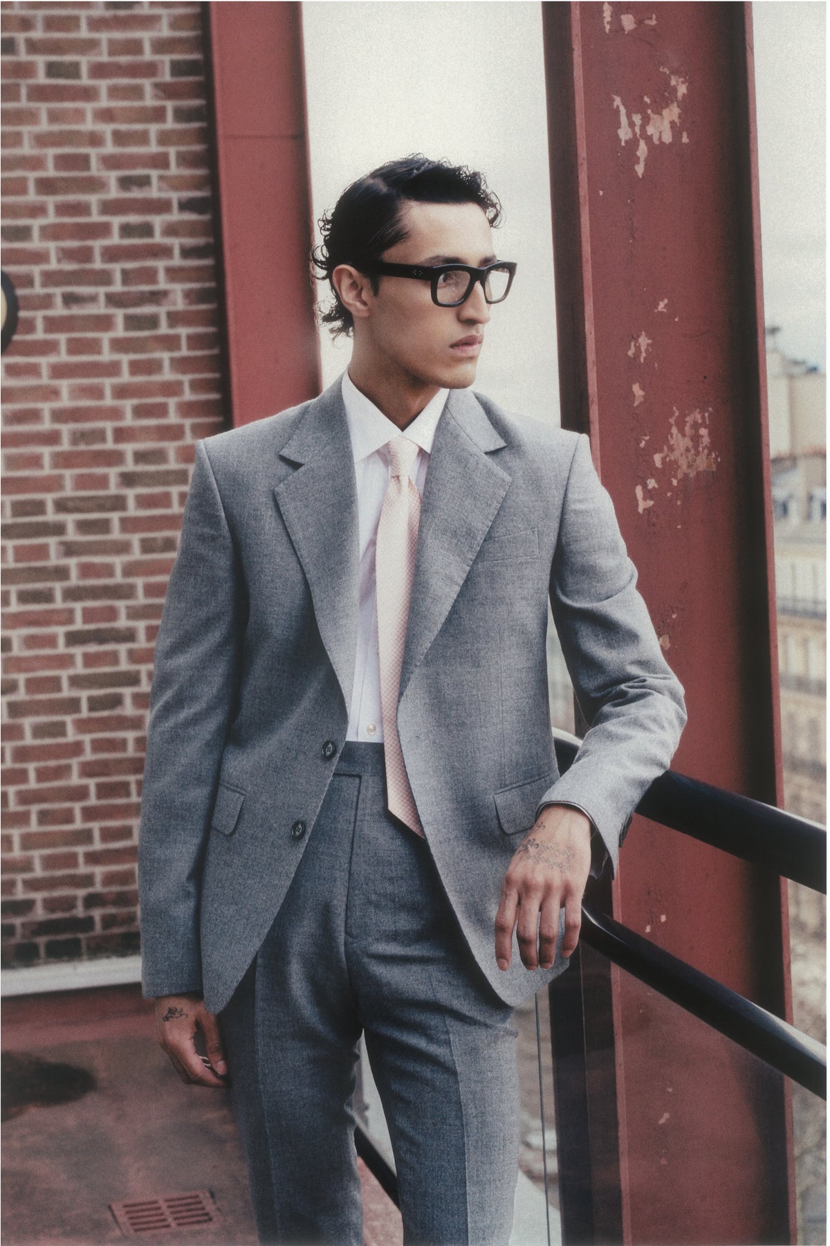 LE COSTUME DROIT EN LAINE ET CACHEMIRE - GRIS CLAIR