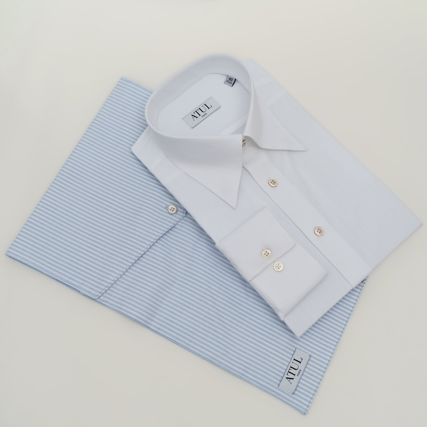 LA CHEMISE BLANCHE À RAYURES JACQUARD - COL SIGNATURE FRANÇAIS