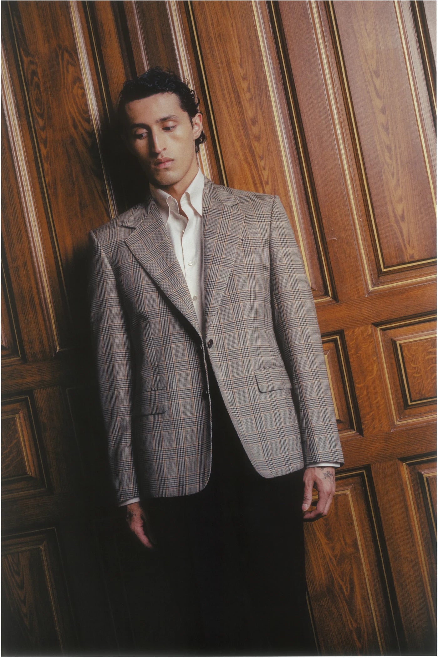 THE SINGLE-BREASTED JACKET IN WOOL - LIGHT BROWN PRINCE DE GALLES