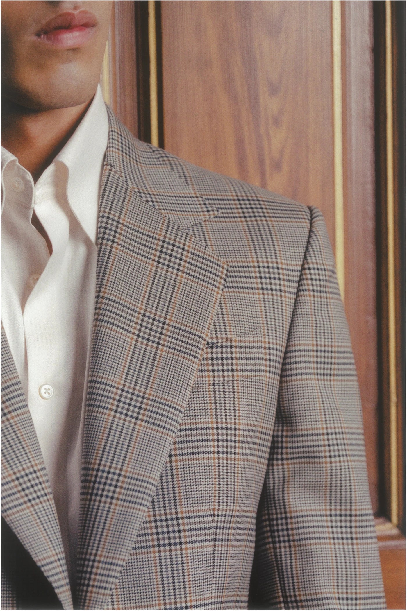 THE SINGLE-BREASTED JACKET IN WOOL - LIGHT BROWN PRINCE DE GALLES