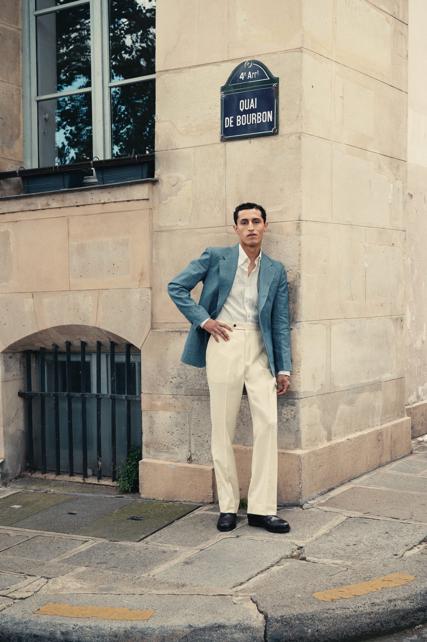 THE SINGLE-BREASTED JACKET IN LINEN - SKY BLUE