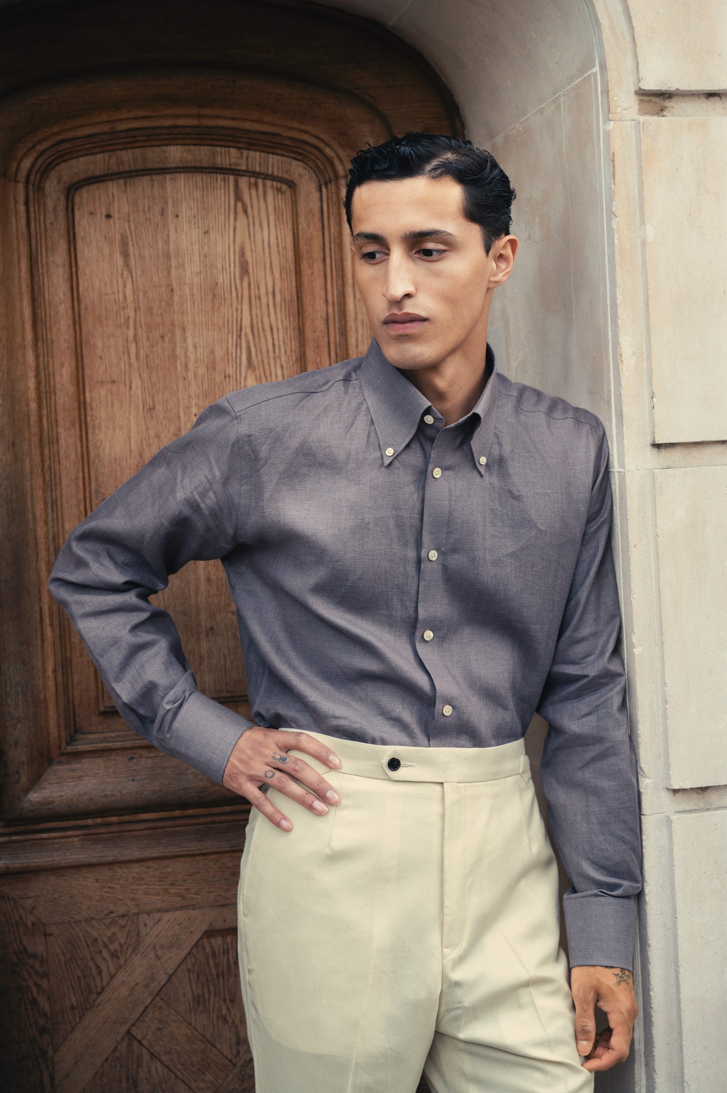 THE MAUVE SHIRT IN LINEN