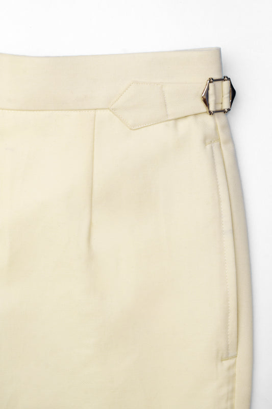 THE STRAIGHT CUT TROUSERS IN TROPICAL WOOL - IVORY