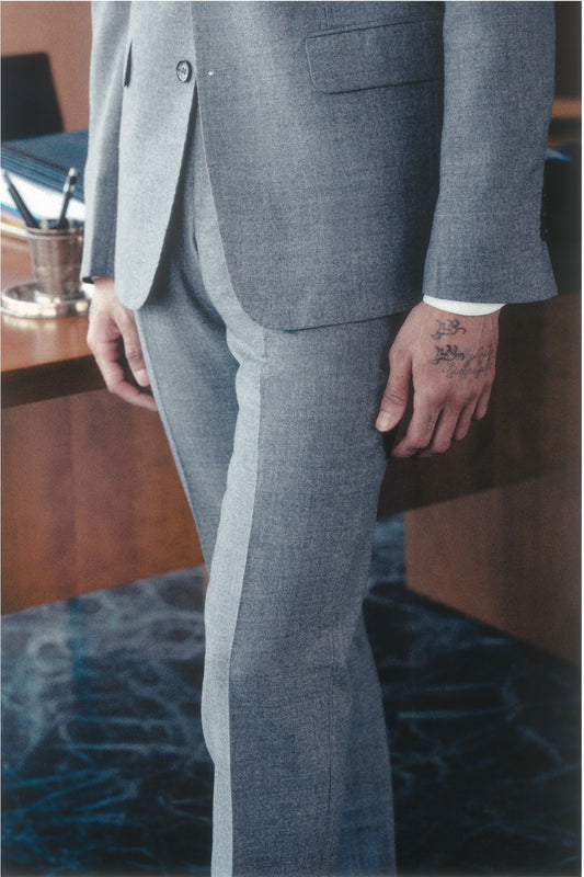 LE COSTUME DROIT EN LAINE ET CACHEMIRE - GRIS CLAIR