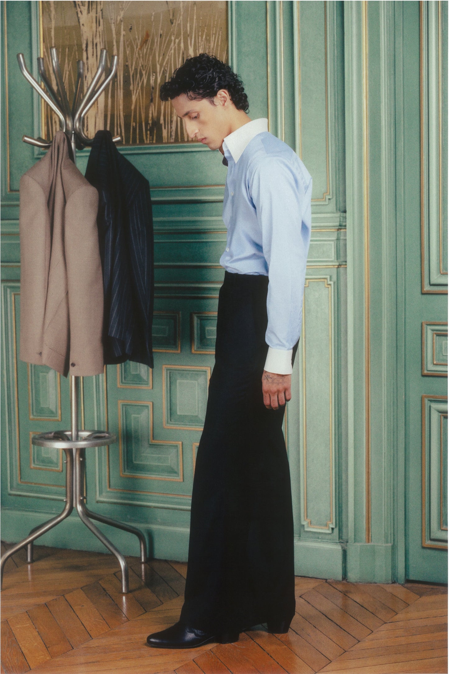 THE TRUE STRAIGHT CUT TROUSERS IN WORSTED WOOL - BLACK