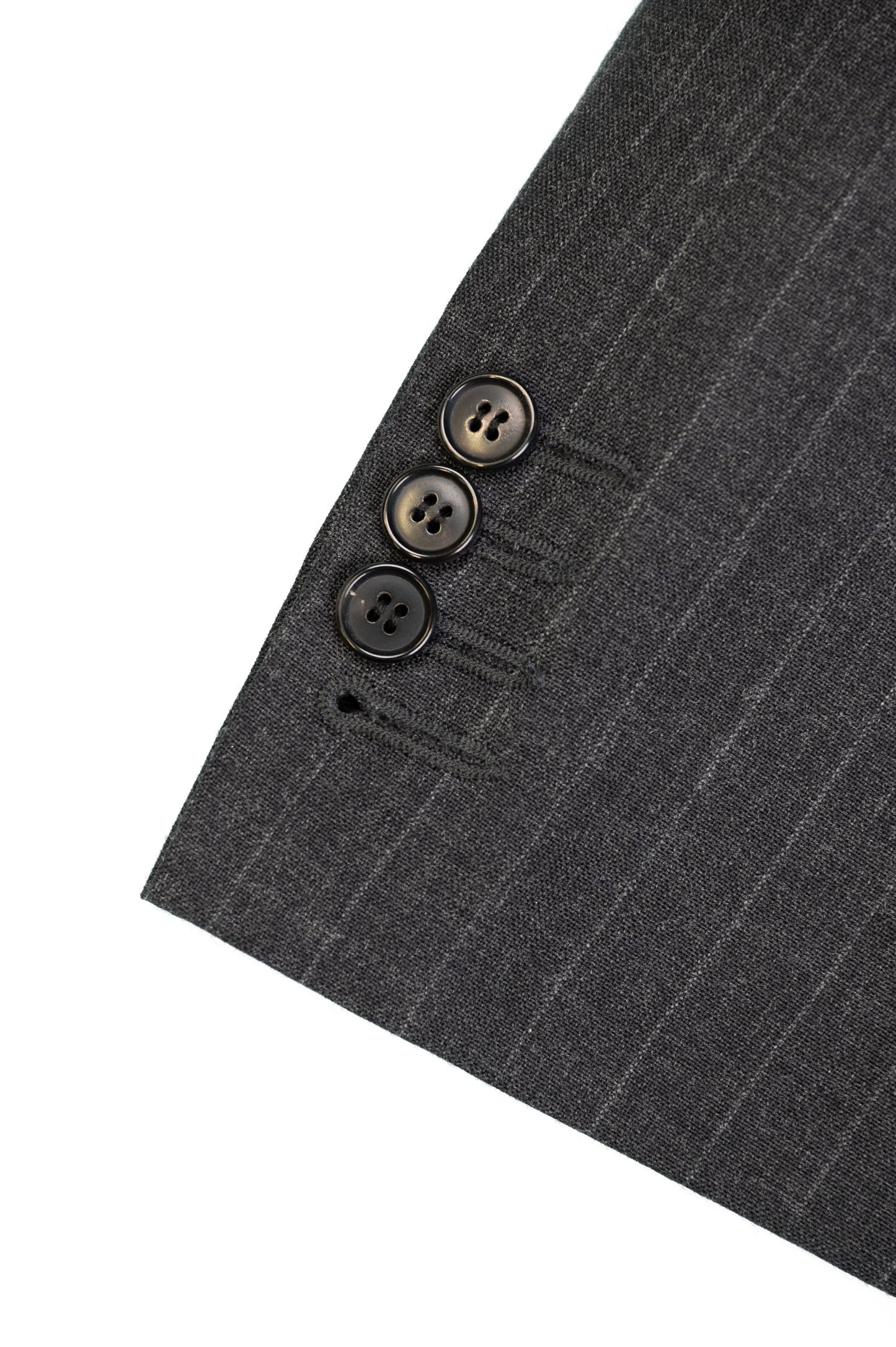 LE COSTUME CROISÉ EN LAINE — GRIS ANTHRACITE À RAYURES CRAIE VINTAGE