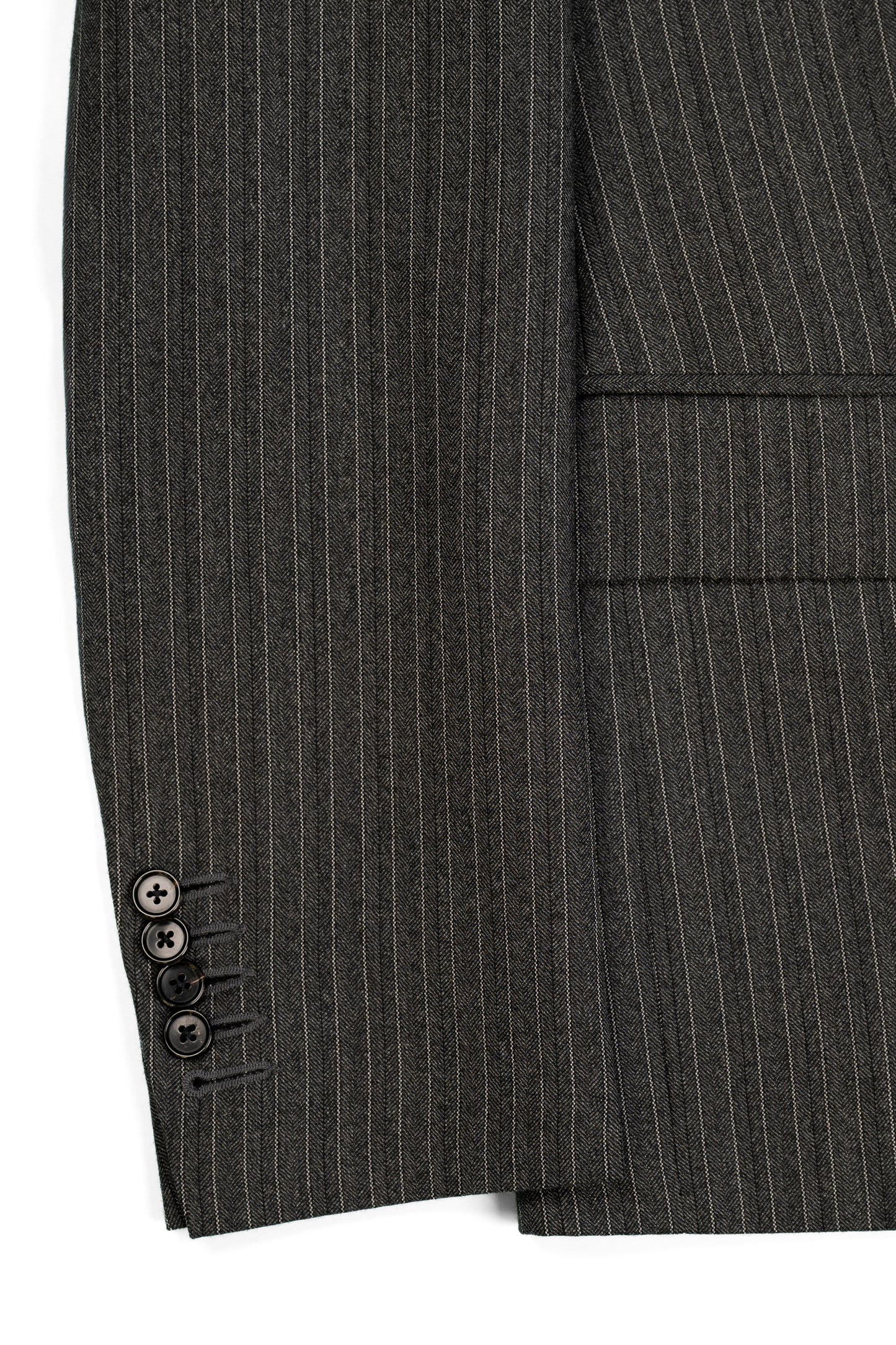COSTUME DROIT EN LAINE — GRIS ANTHRACITE À RAYURES VINTAGE