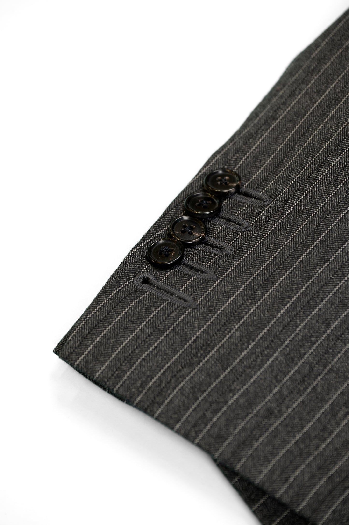 COSTUME DROIT EN LAINE — GRIS ANTHRACITE À RAYURES VINTAGE