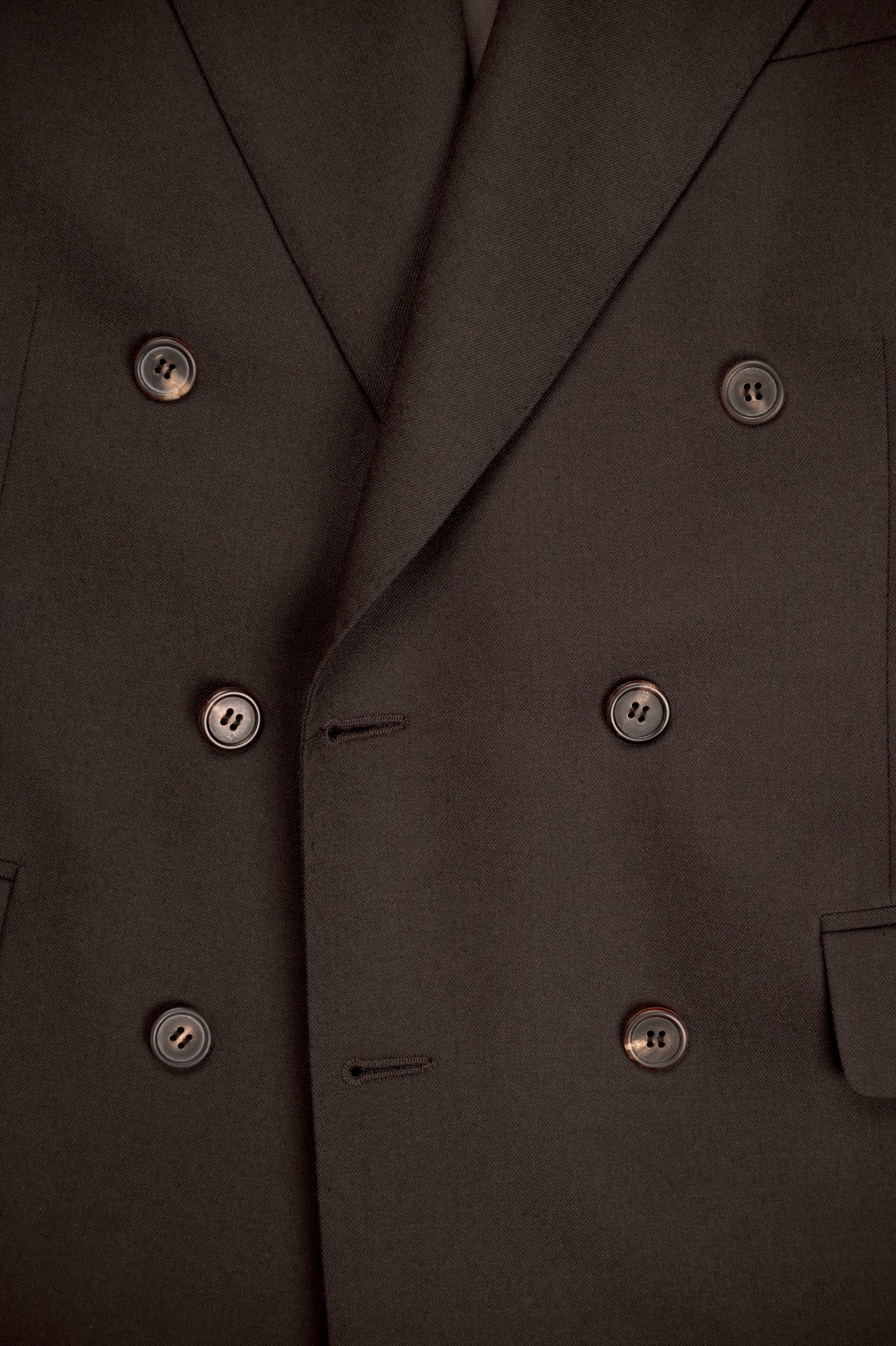 LE COSTUME CROISÉ EN LAINE & CACHEMIRE — MARRON CHOCOLAT