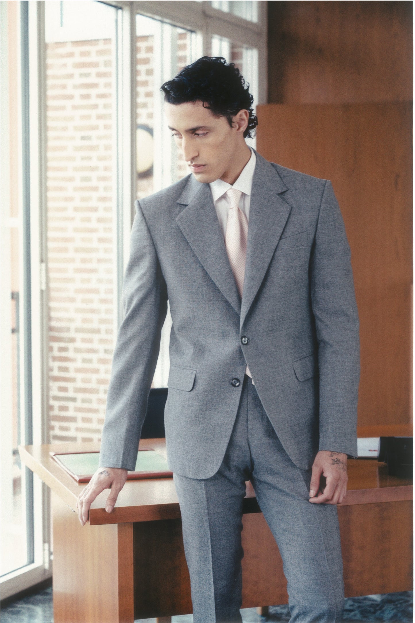LE COSTUME DROIT EN LAINE ET CACHEMIRE - GRIS CLAIR
