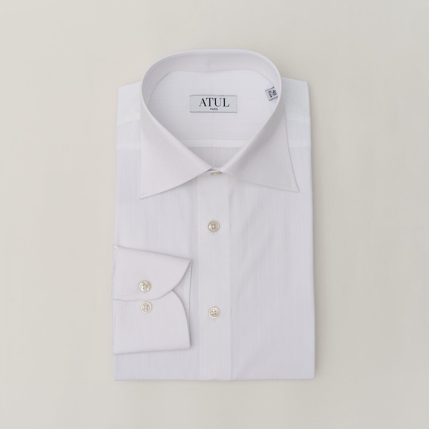 LA CHEMISE BLANCHE À RAYURES JACQUARD - COL ITALIEN 