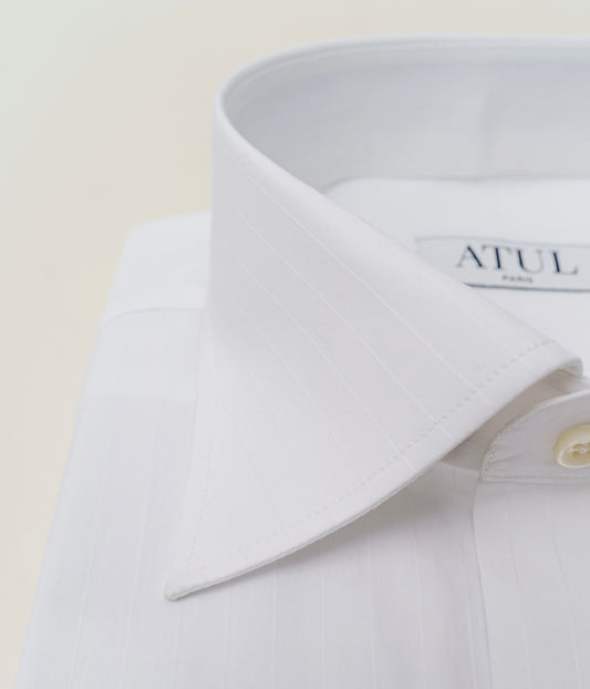 THE WHITE SHIRT IN JACQUARD STRIPES - ATUL'S ITALIAN COLLAR
