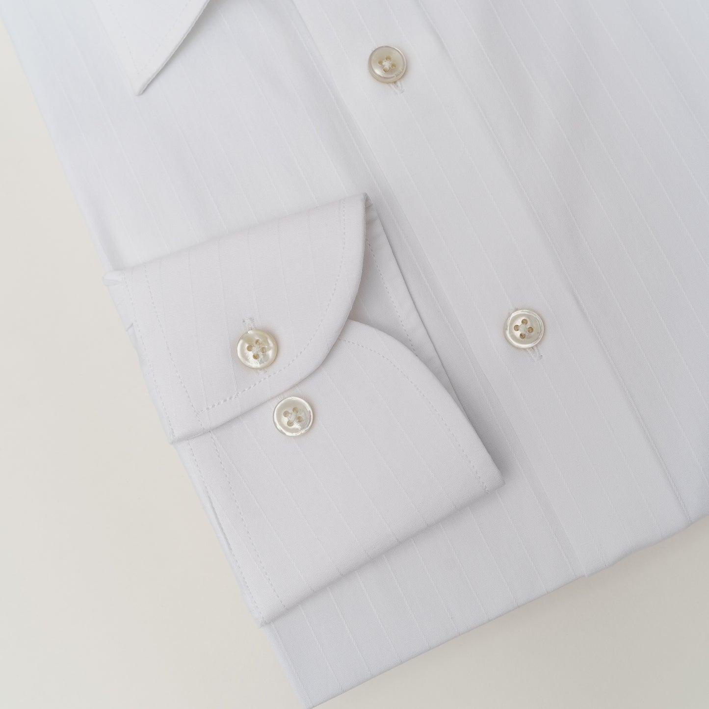 LA CHEMISE BLANCHE À RAYURES JACQUARD - COL ITALIEN 