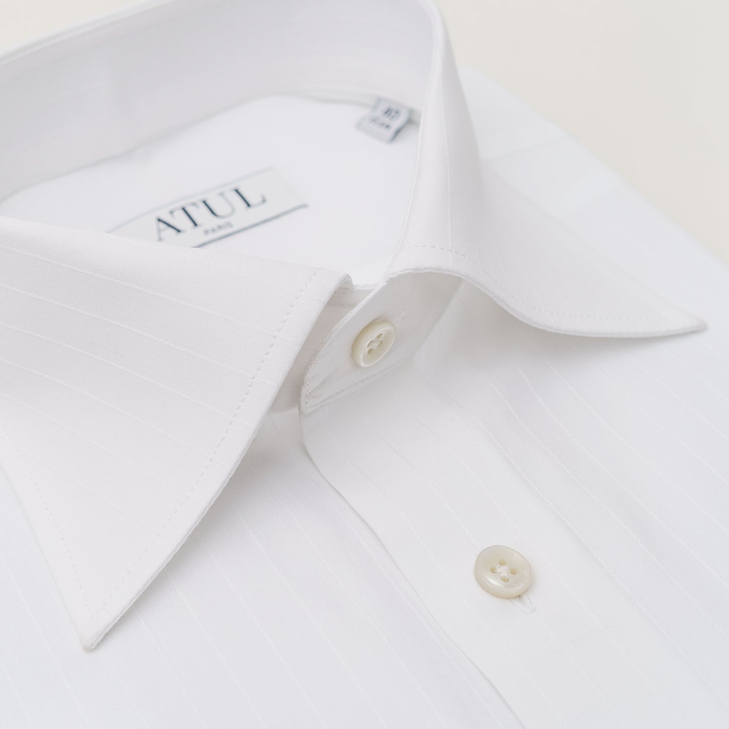LA CHEMISE BLANCHE À RAYURES JACQUARD - COL ITALIEN 