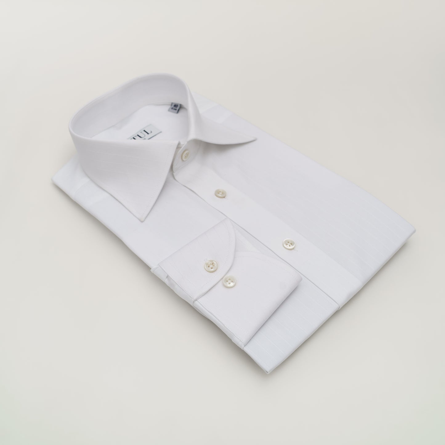 LA CHEMISE BLANCHE À RAYURES JACQUARD - COL ITALIEN 