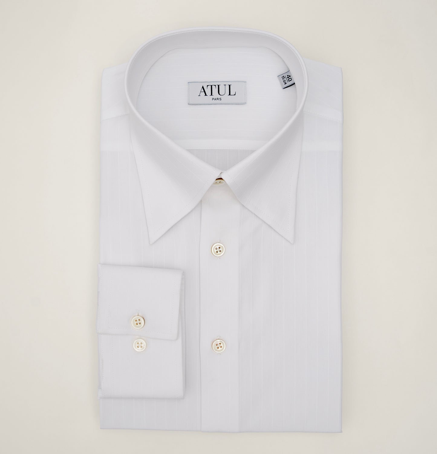 LA CHEMISE BLANCHE À RAYURES JACQUARD - COL SIGNATURE FRANÇAIS