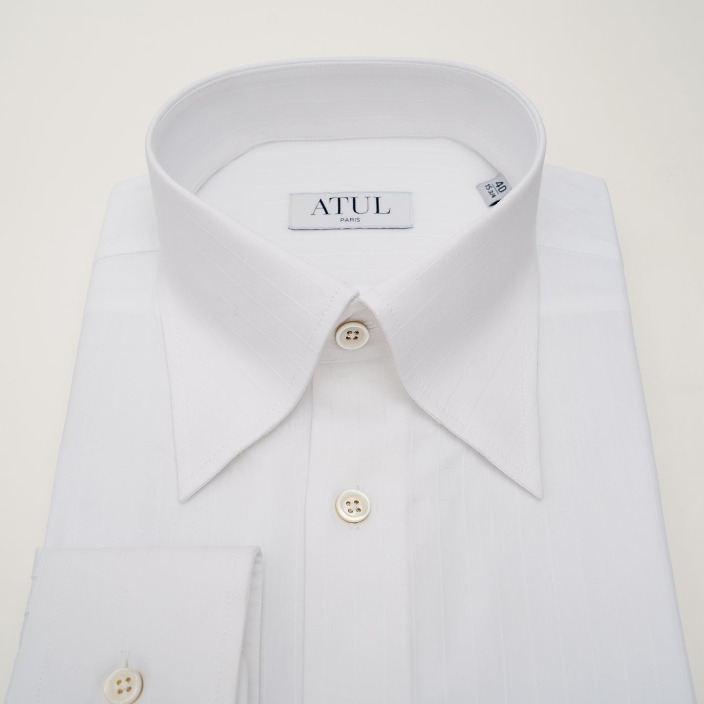 LA CHEMISE BLANCHE À RAYURES JACQUARD - COL SIGNATURE FRANÇAIS