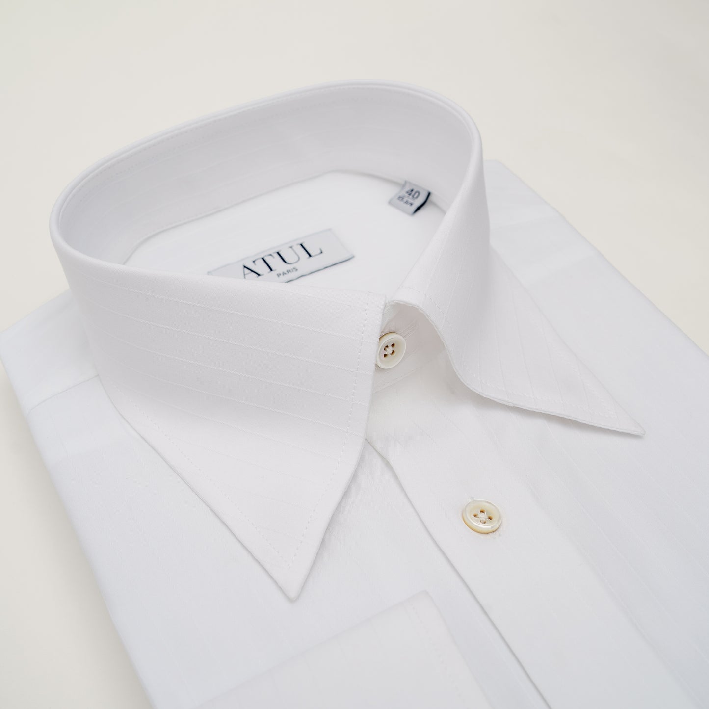 LA CHEMISE BLANCHE À RAYURES JACQUARD - COL SIGNATURE FRANÇAIS