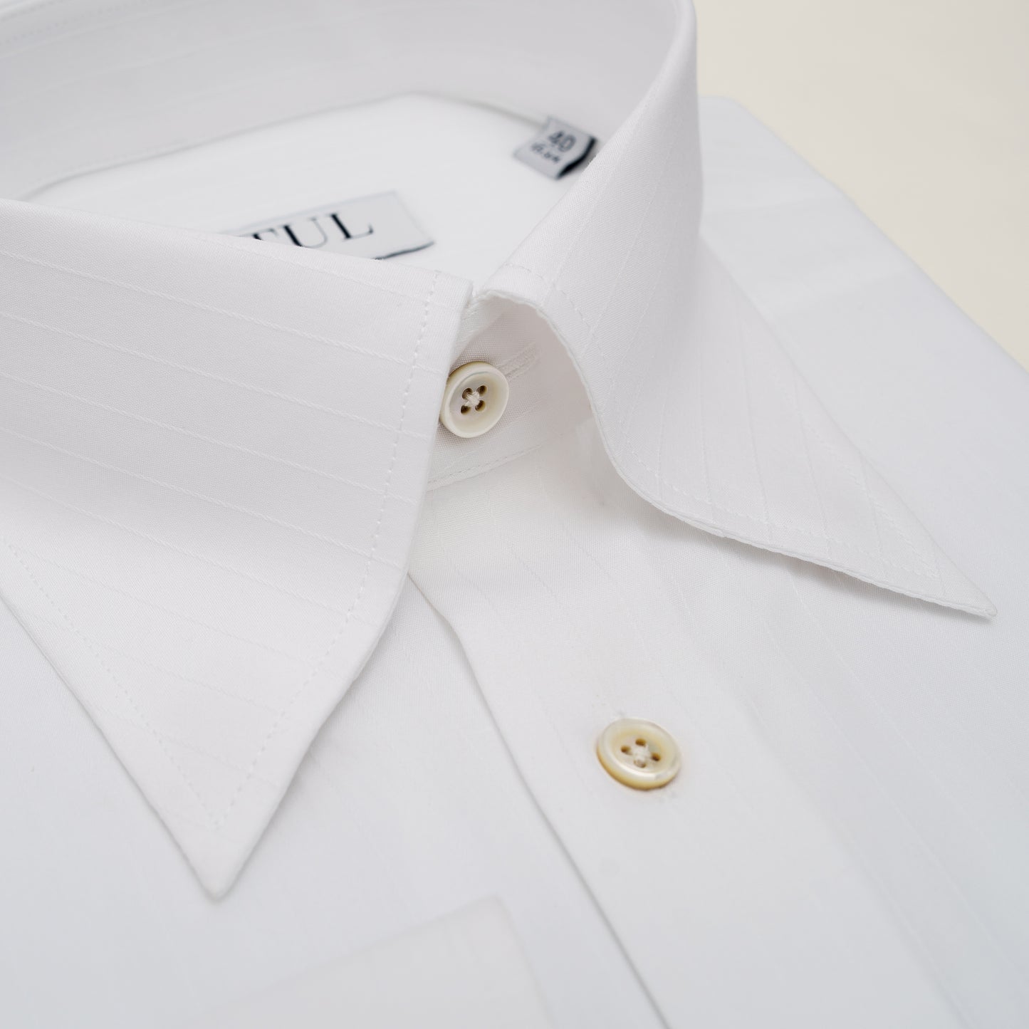 LA CHEMISE BLANCHE À RAYURES JACQUARD - COL SIGNATURE FRANÇAIS