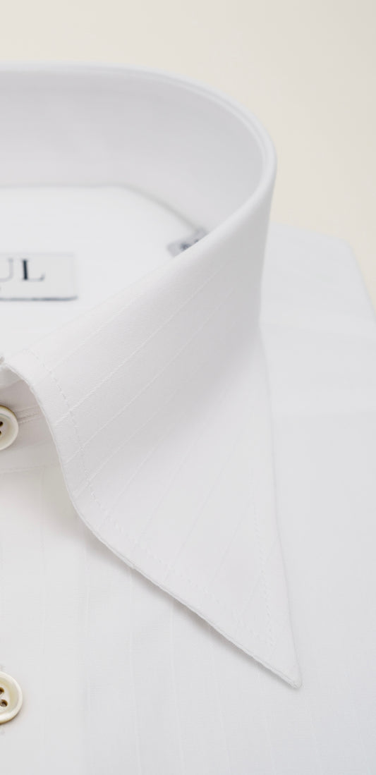 THE WHITE SHIRT IN JACQUARD STRIPES - ATUL'S SIGNATURE FRENCH COLLAR