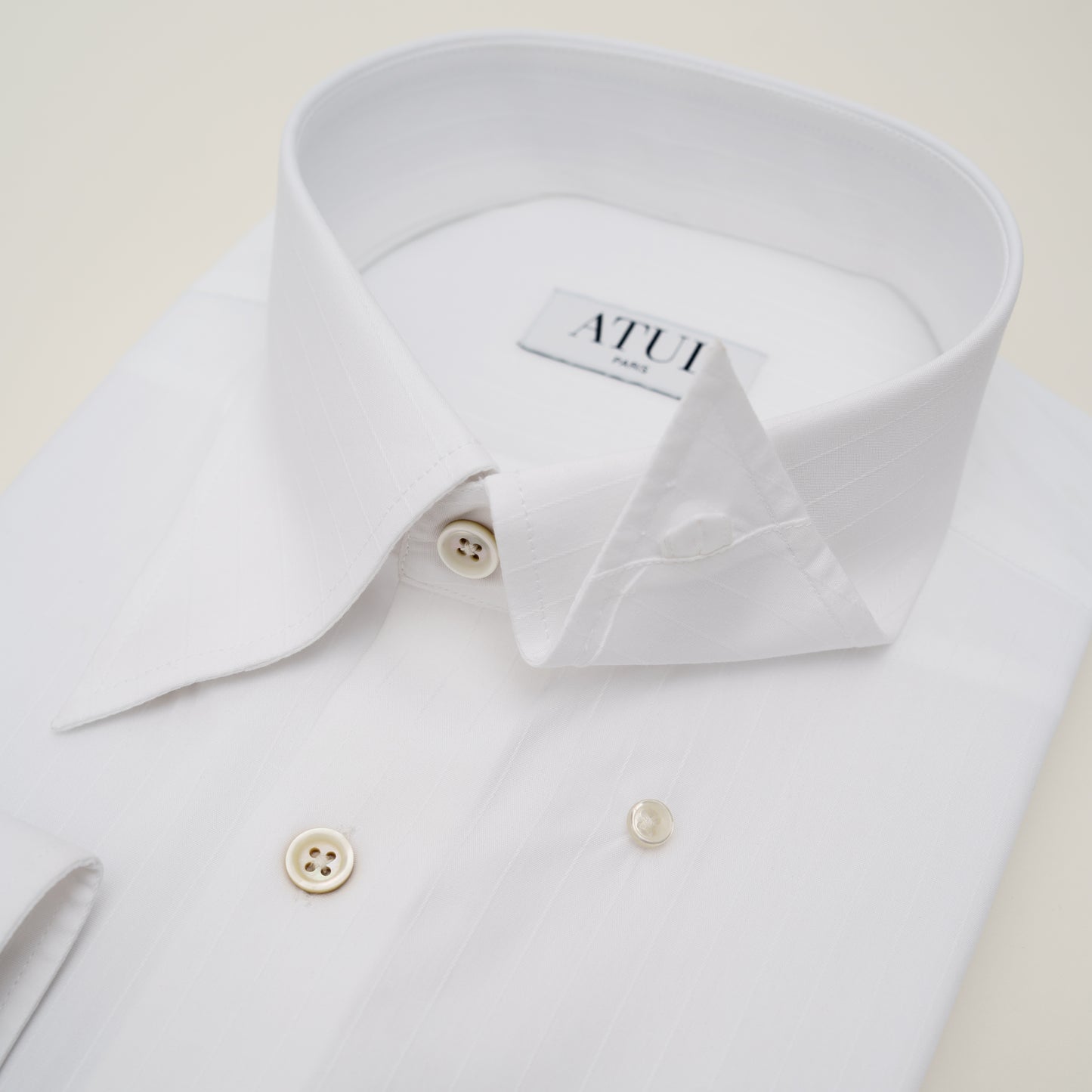 LA CHEMISE BLANCHE À RAYURES JACQUARD - COL SIGNATURE FRANÇAIS