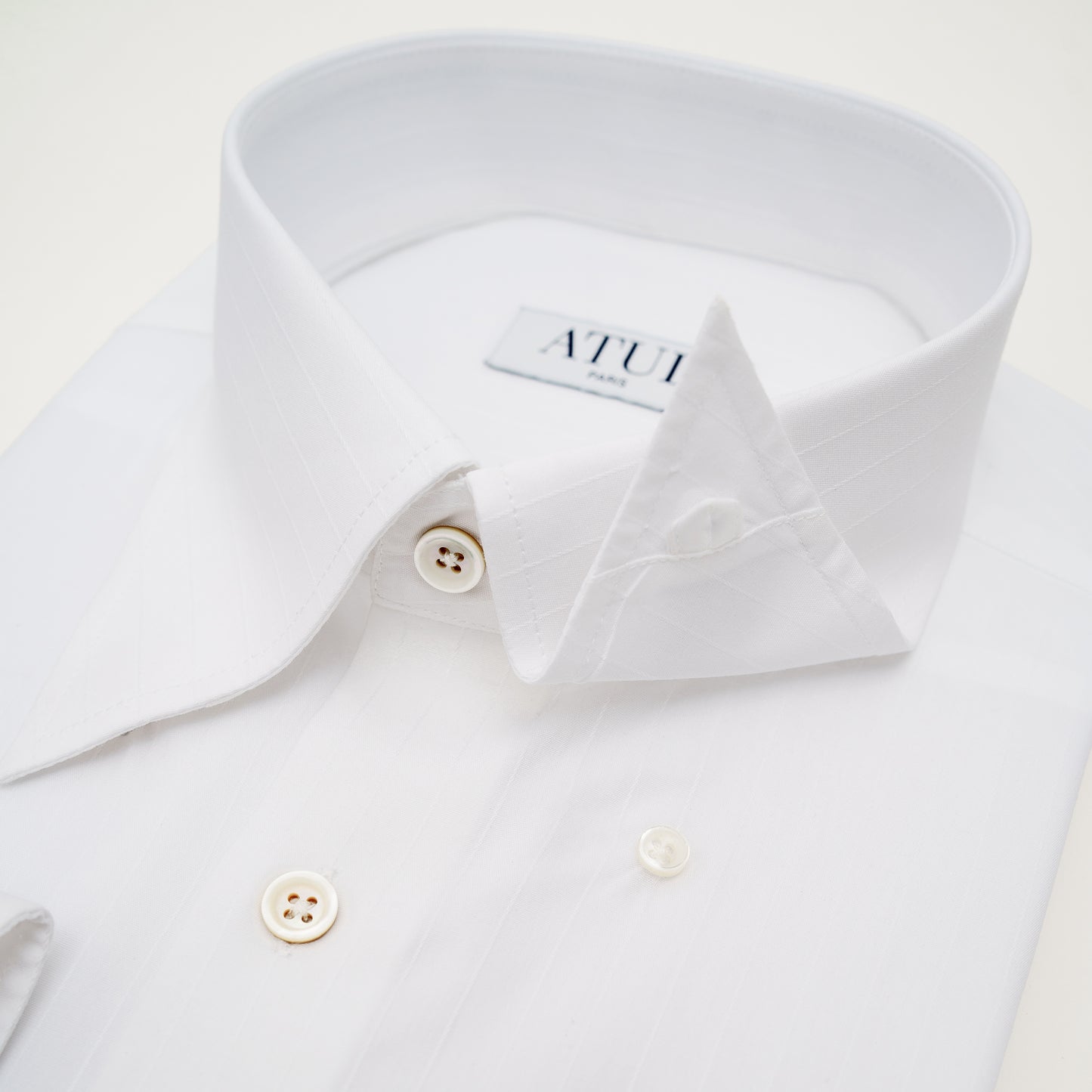 LA CHEMISE BLANCHE À RAYURES JACQUARD - COL SIGNATURE FRANÇAIS
