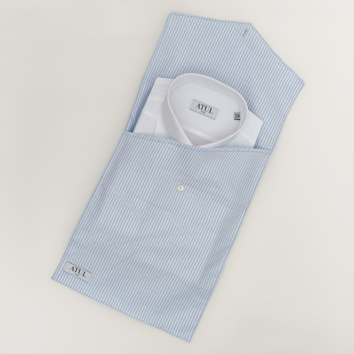 LA CHEMISE BLANCHE À RAYURES JACQUARD - COL SIGNATURE FRANÇAIS