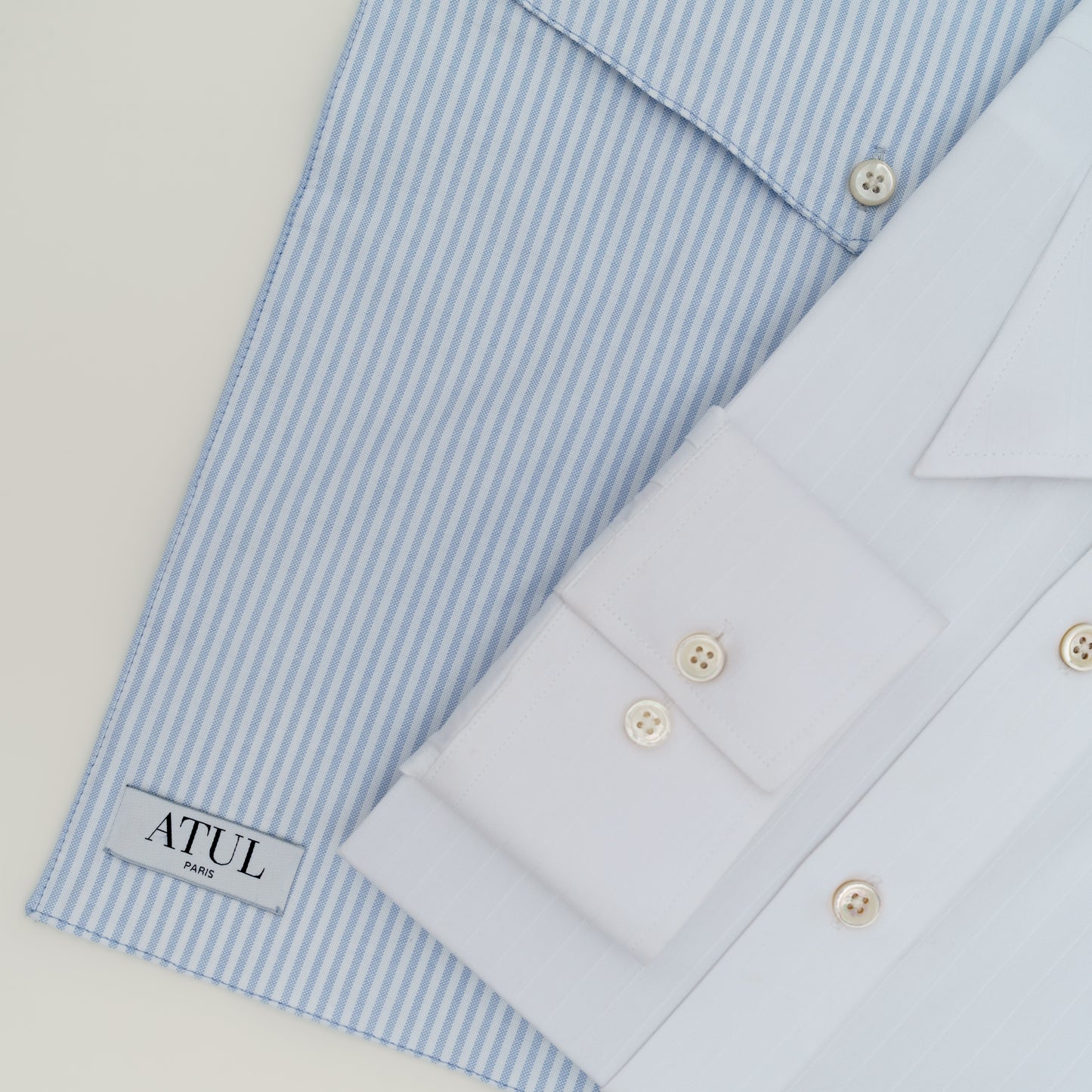 LA CHEMISE BLANCHE À RAYURES JACQUARD - COL SIGNATURE FRANÇAIS