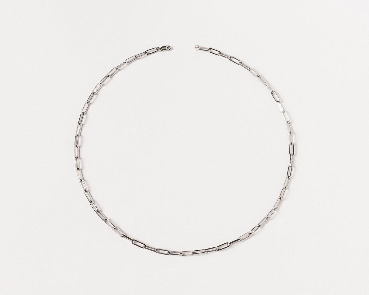 THE PAPER CLIP CHAIN NECKLACE - RHODIUM PLATED (LAUNCHING SOON)