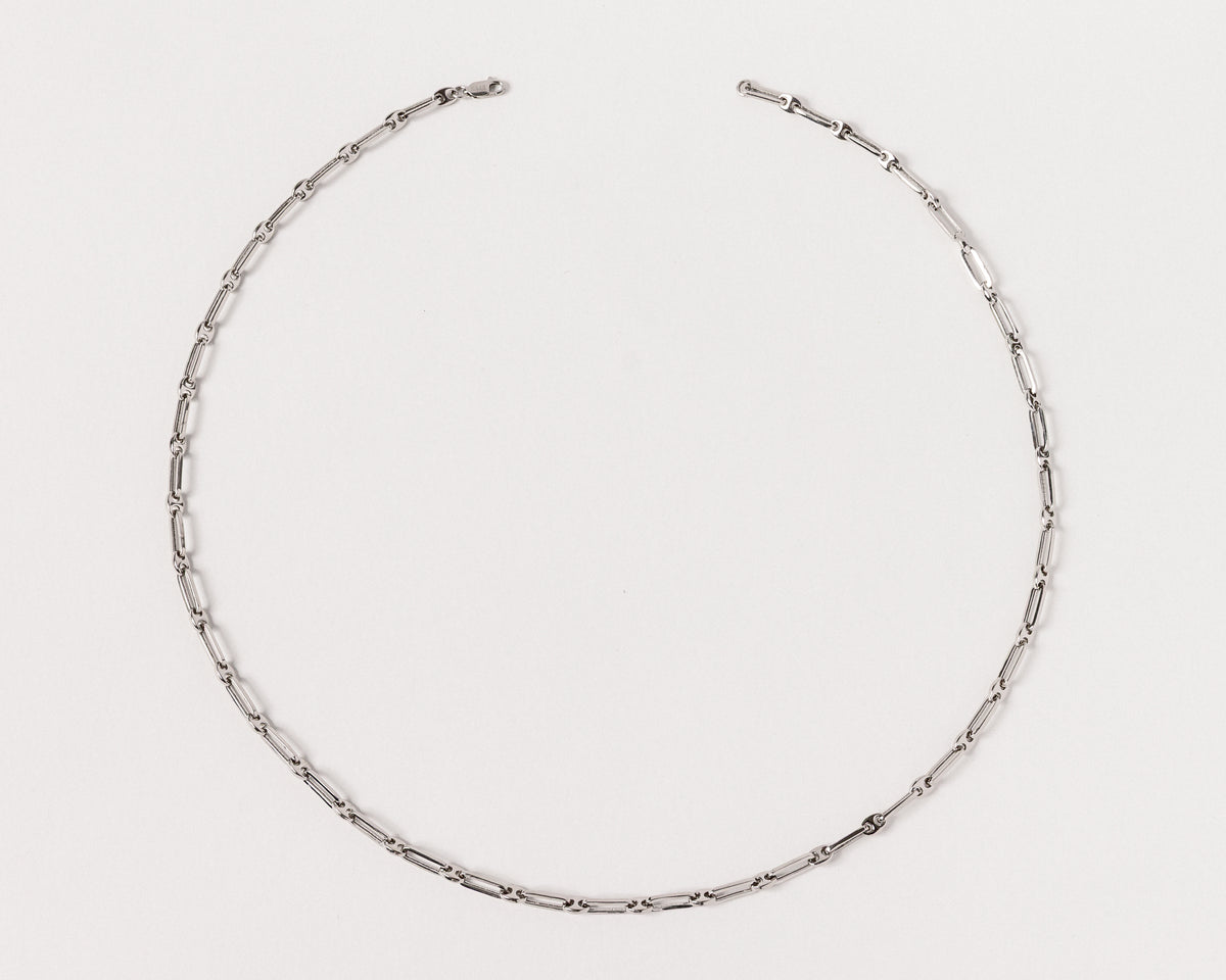 THE FANCY PAPER CLIP CHAIN NECKLACE - RHODIUM PLATED (LAUNCHING SOON)